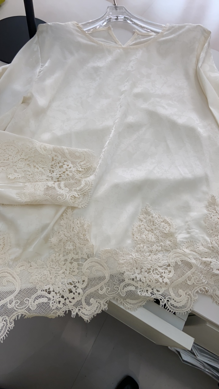 新中式提花蕾丝拼接衬衫