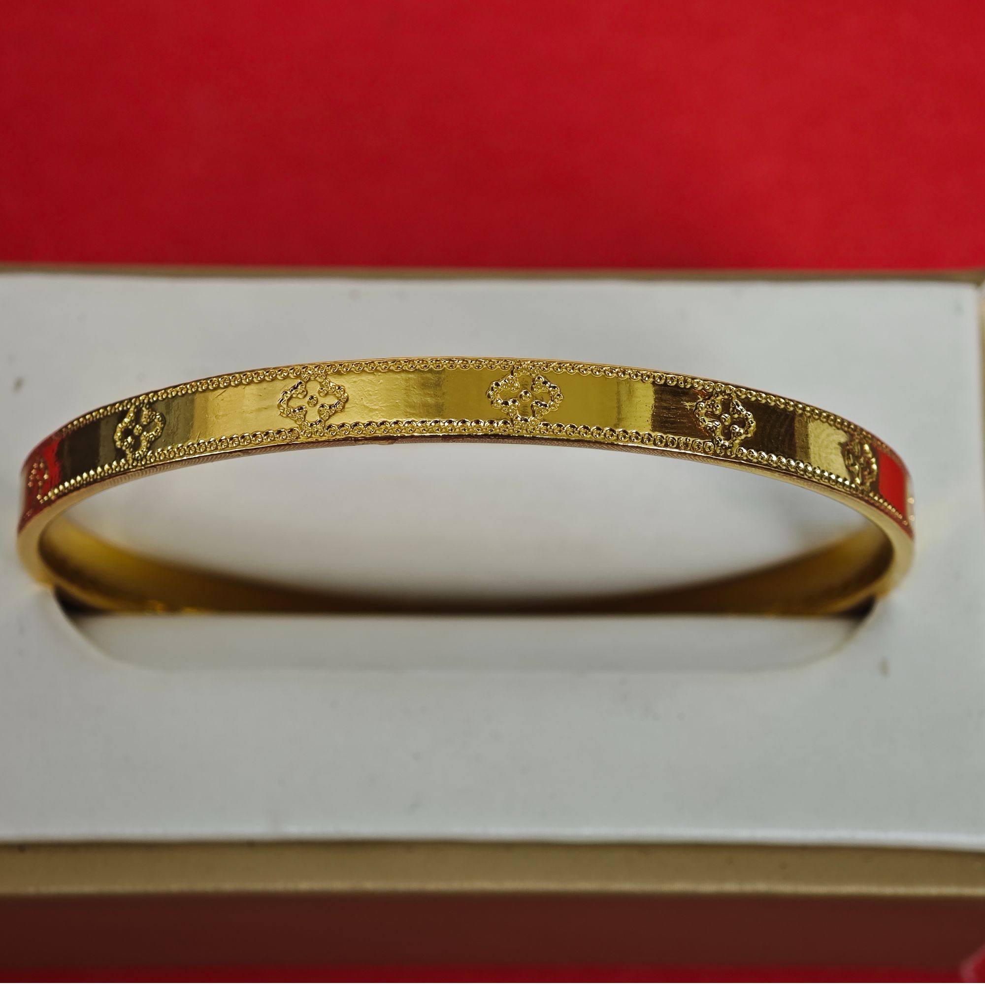 手镯fg012金色四叶草印花款手镯多样性发货一件