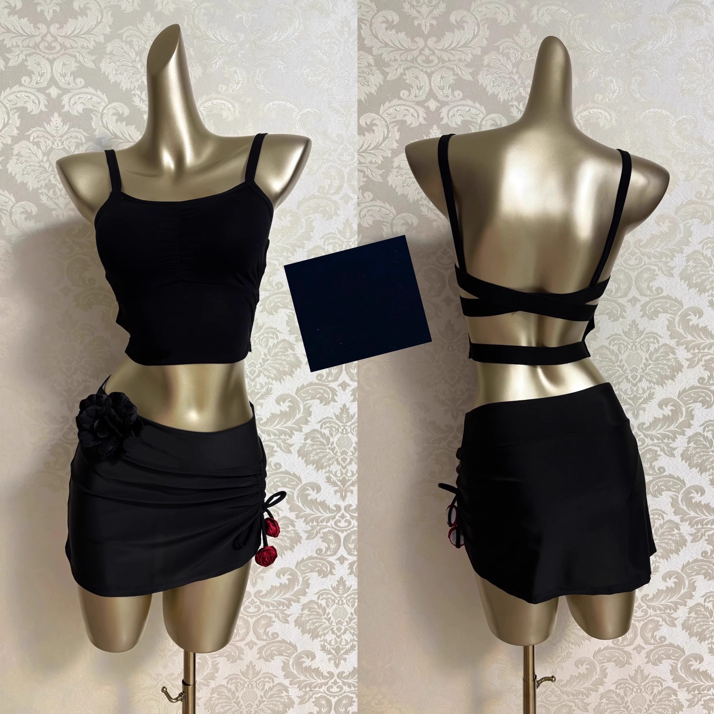 CL2025新款上衣吊带美背拉丁舞练功服女交叉带背心带胸垫