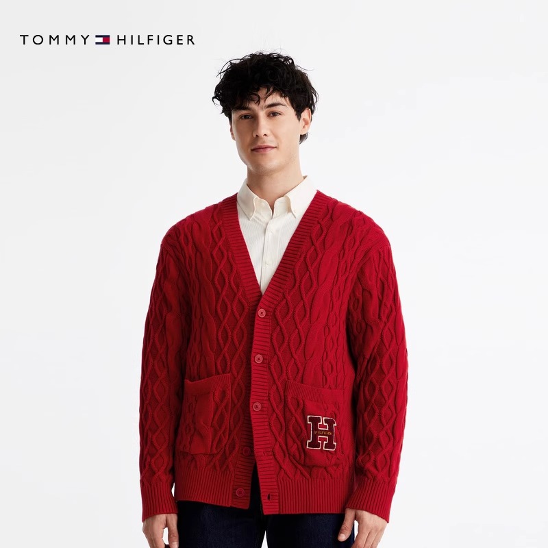 【新年系列】Tommy25春夏男女纯棉绞花本命年宽松针织开衫外套38044