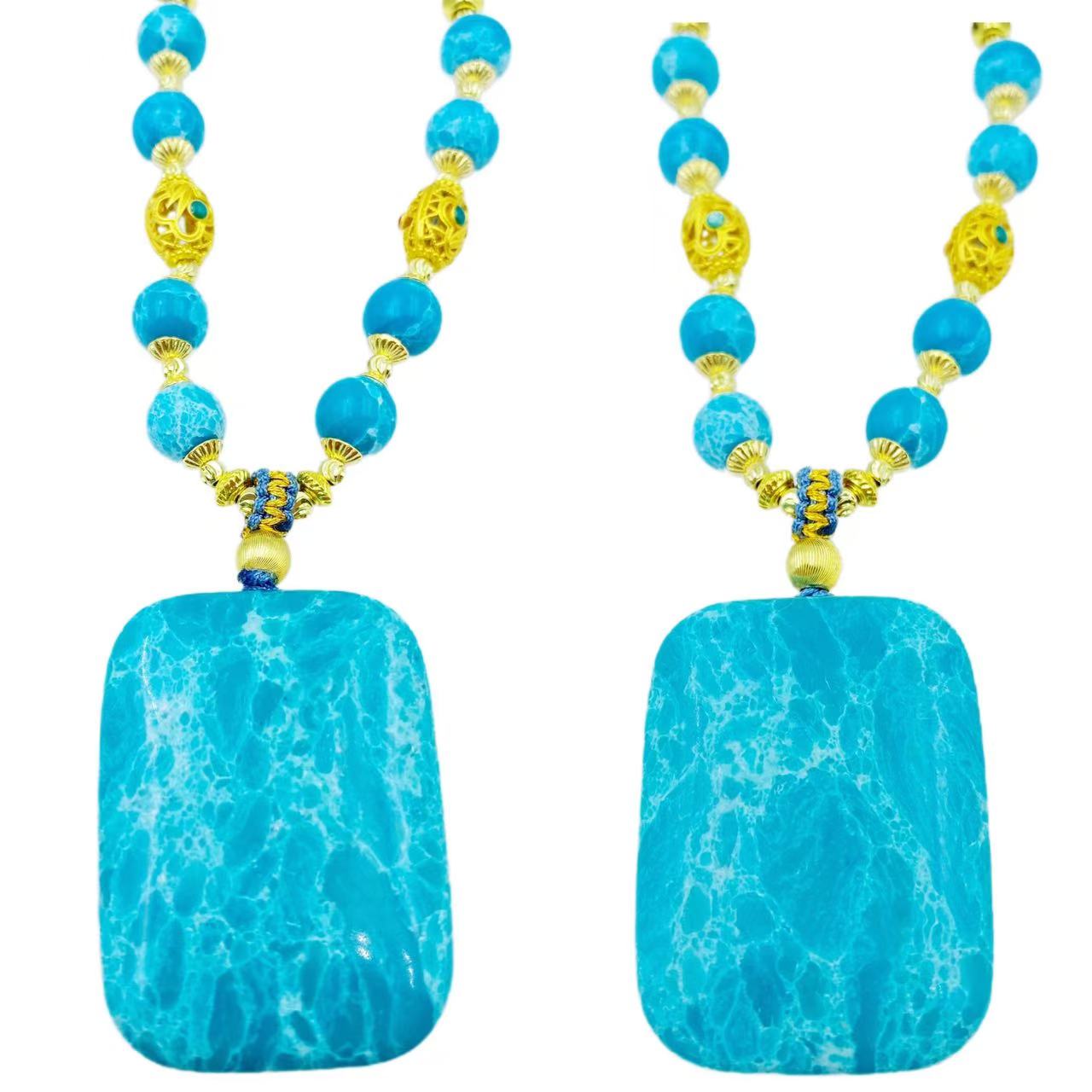 高档珠宝设计款国风海纹无事牌玛瑙项链X600-多样性只发一件