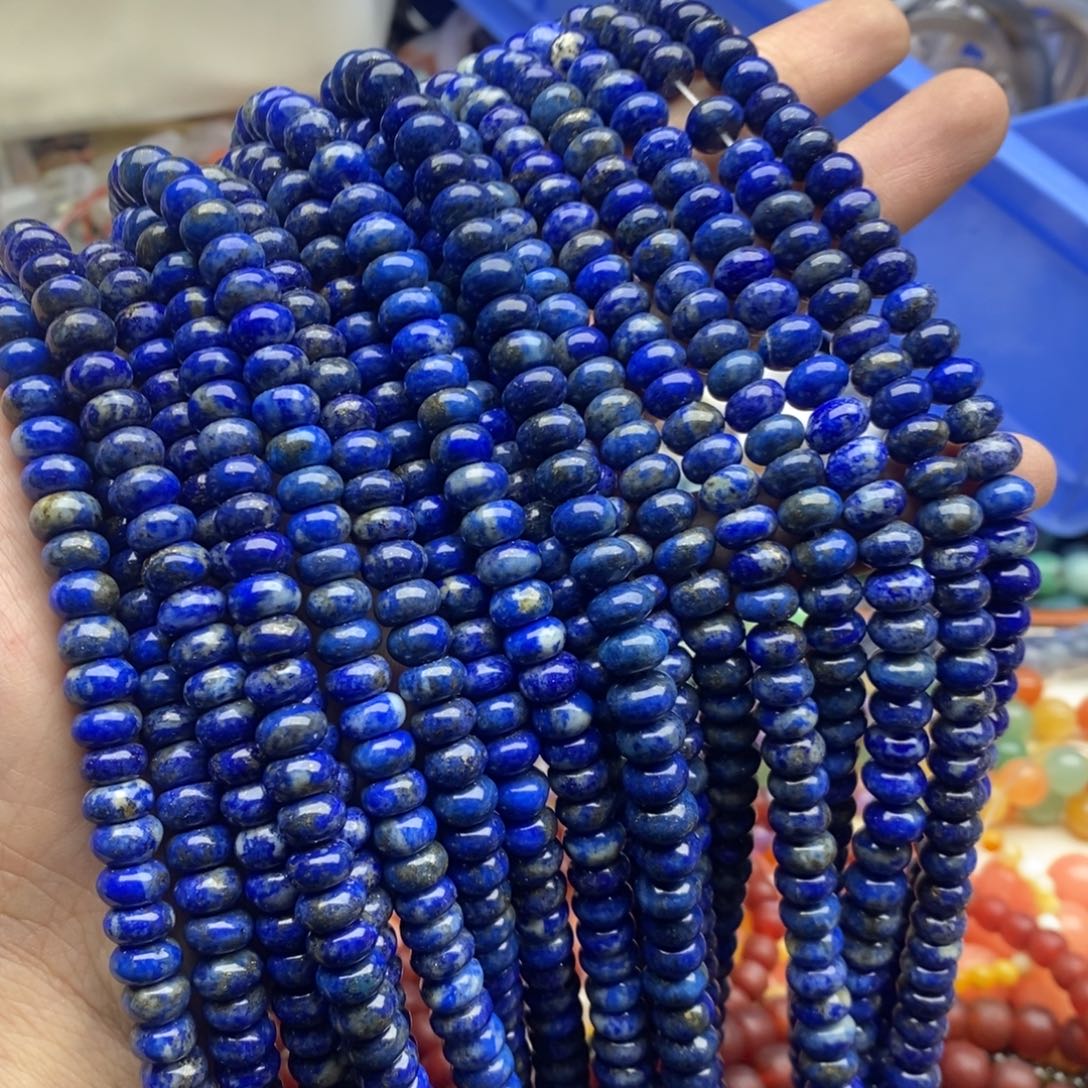 玛瑙/玉髓未镶嵌珠宝半成品一条天然8mm青金石隔片