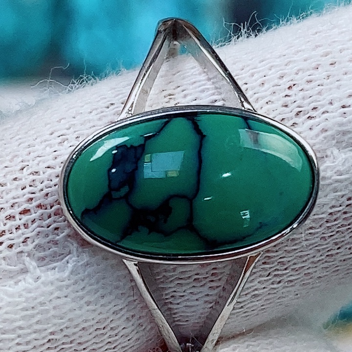 银S925镶嵌绿松石原矿无优化