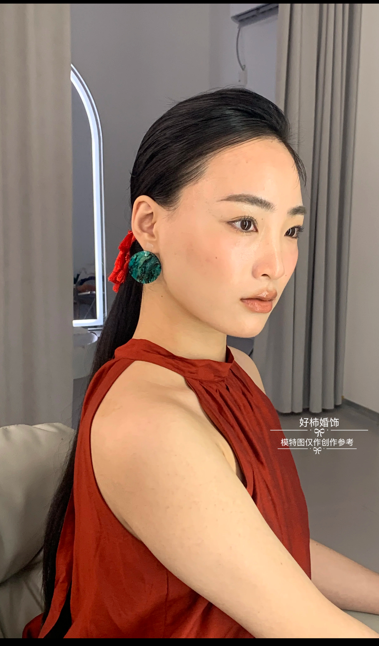 非金属羽毛耳饰 好柿｜390新娘晨袍礼服耳饰敬酒白纱耳环