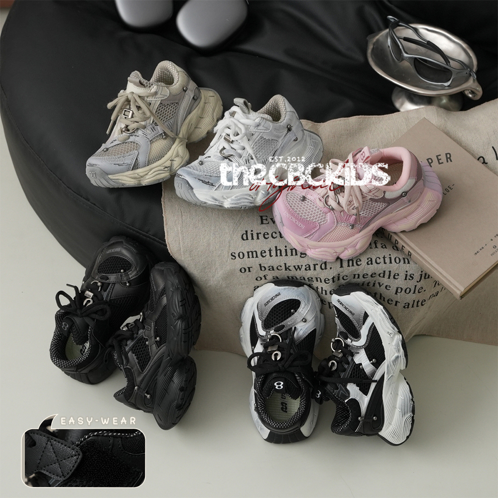 『巴黎铆钉Rivet』25.S/S儿童老爹运动鞋双网春魔术贴 透气童鞋