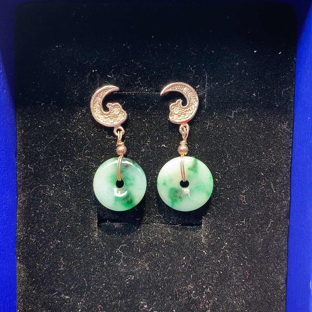 翡翠耳钉银S925镶嵌耳钉