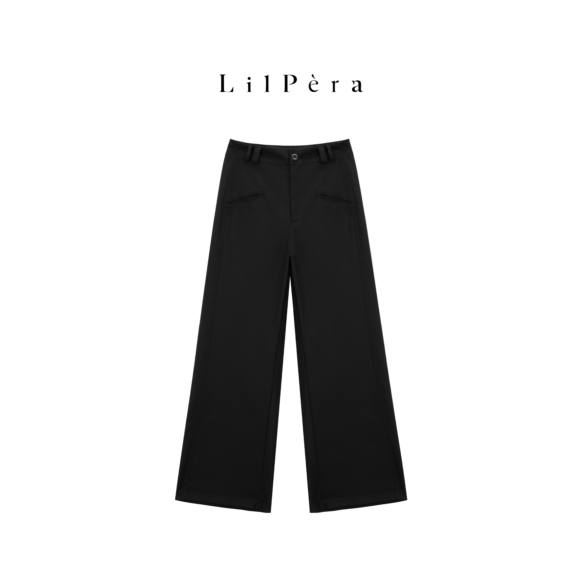 Lilpera胖梨定制 “弧裤3.0”显瘦气质百搭黑色弧裤质感休闲裤B81