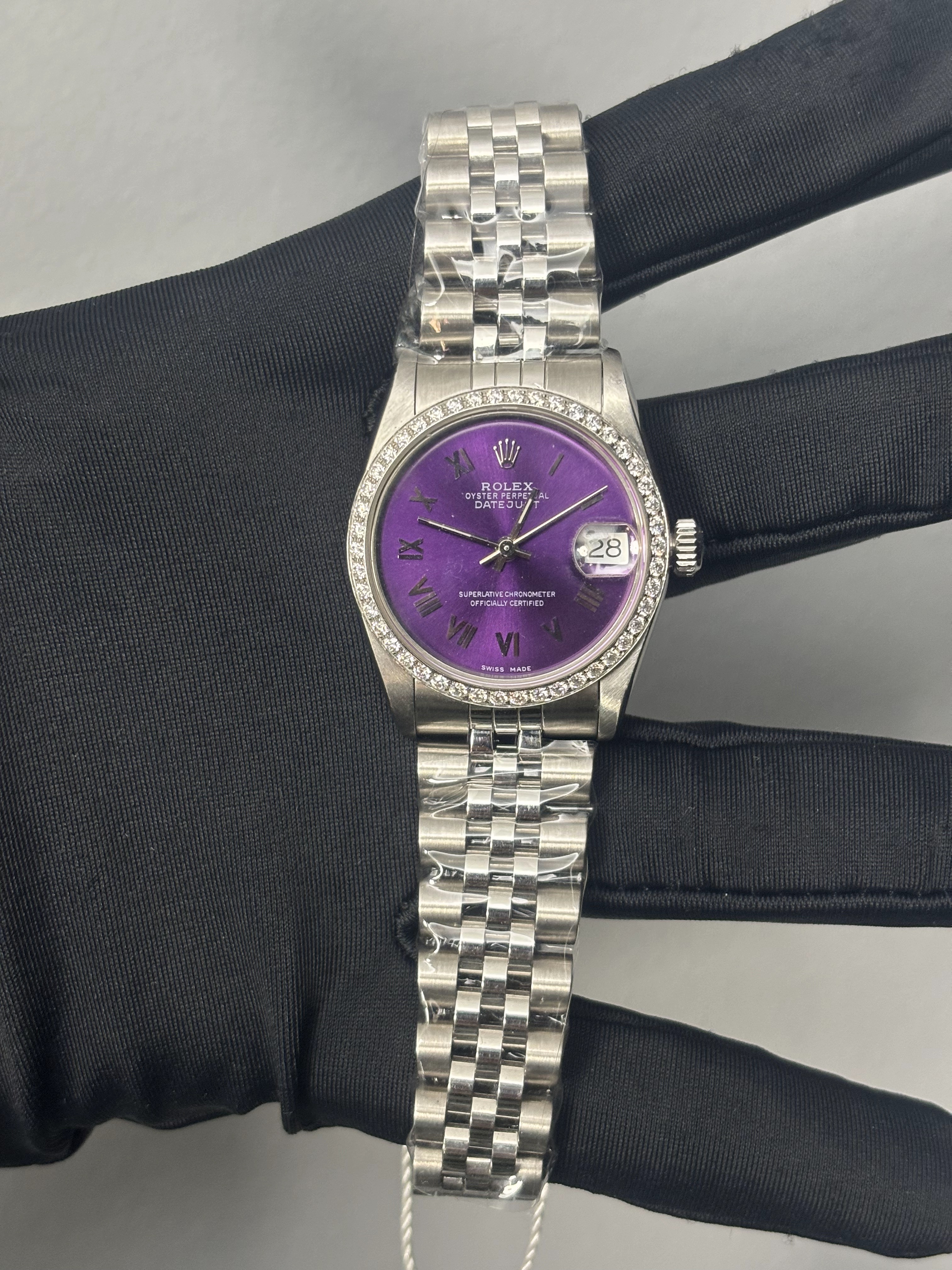 99新 Rolex/劳力士 日志68274/A0482/紫盘罗马钻圈/31表径