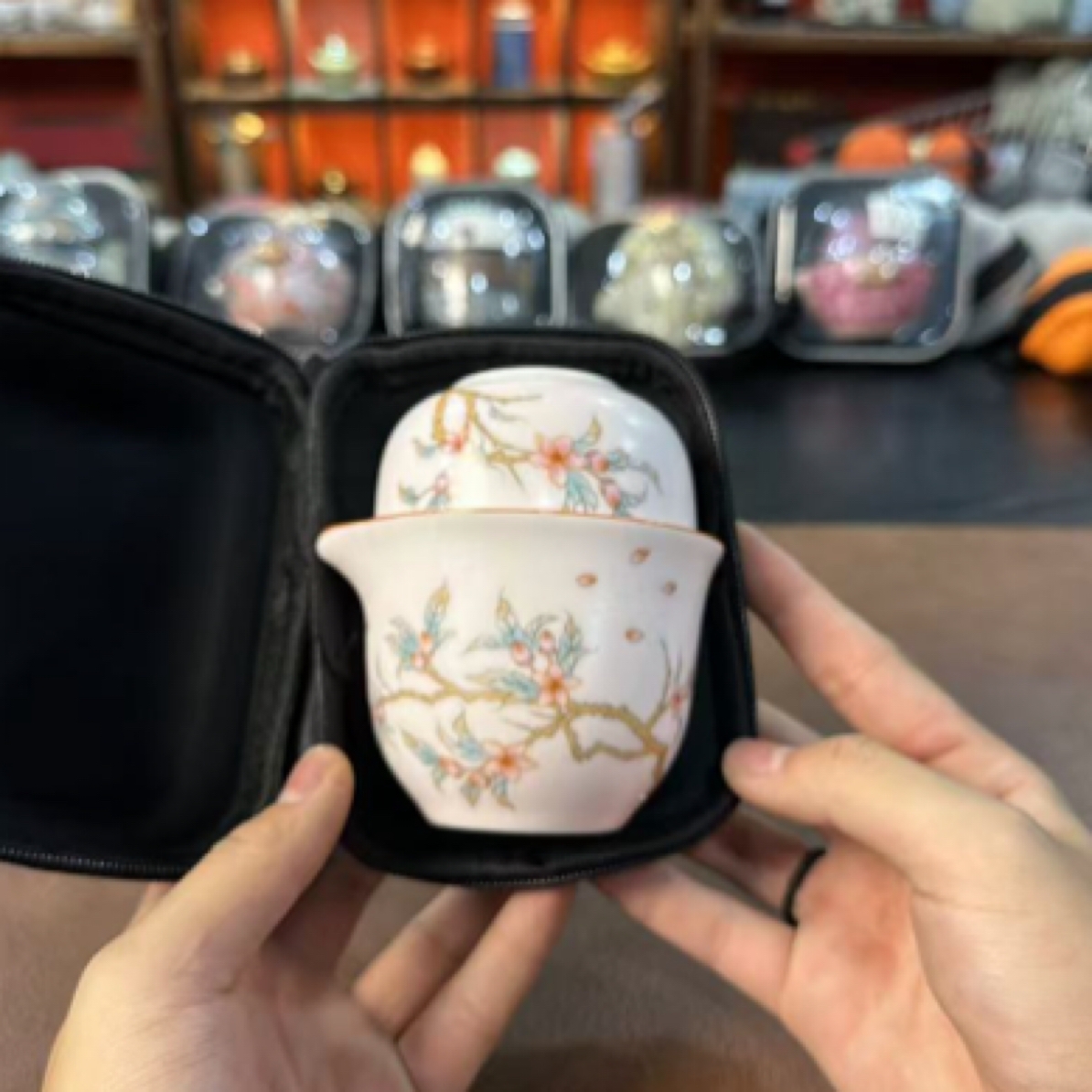 白瓷富竹手抓三杯带盘