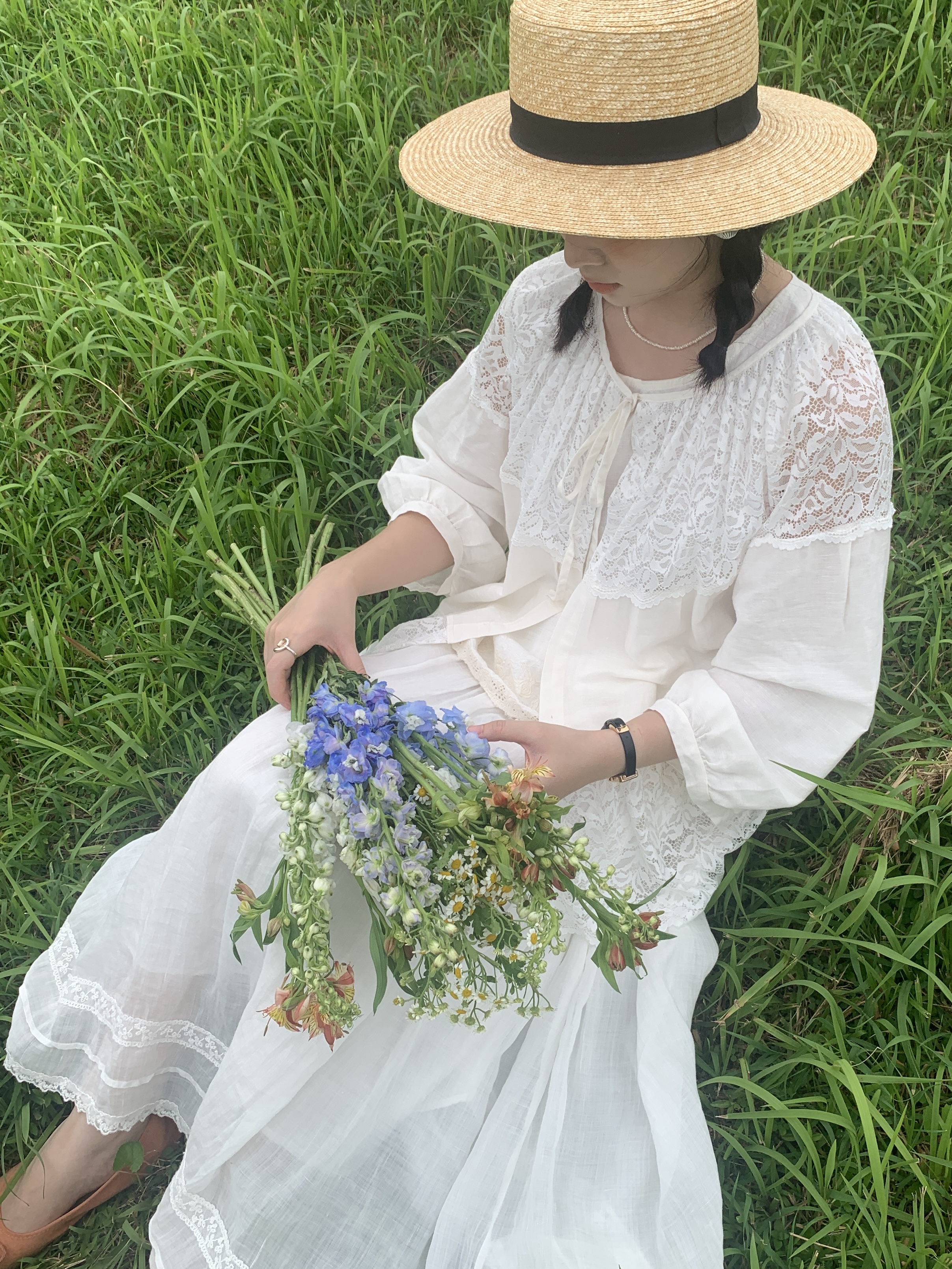 秋屿moment 夏季时尚蕾丝拼接开衫