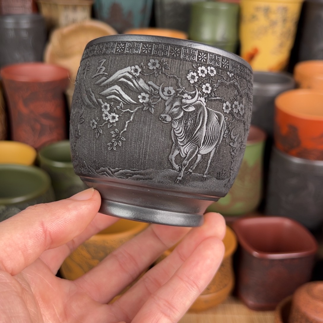 紫砂茶杯宜兴原矿紫砂杯