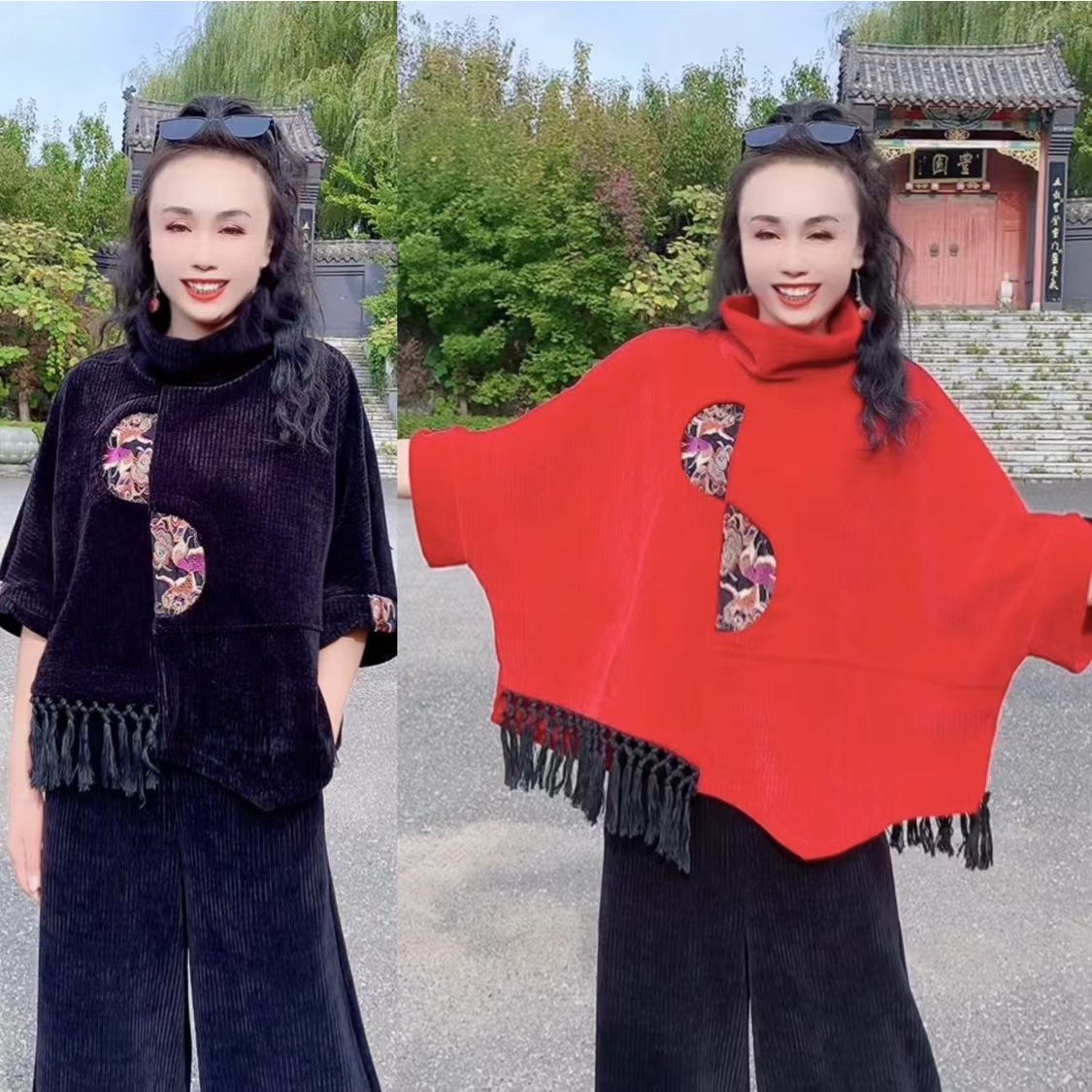 （衣长60左右）雪尼尔宽松刺绣流苏外套上衣女外套587