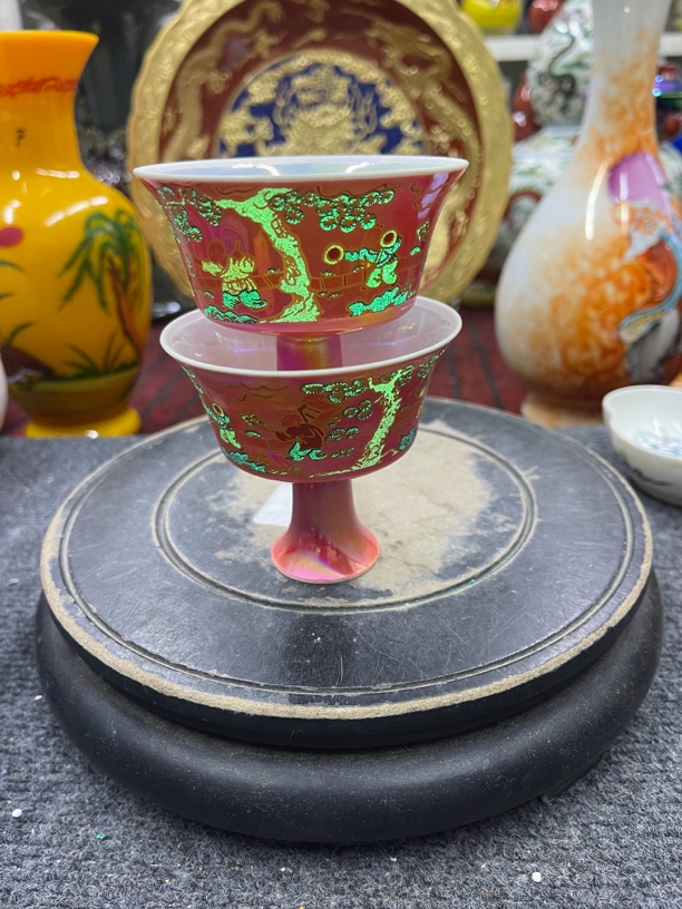 七彩光夜光高足杯主人杯压手杯