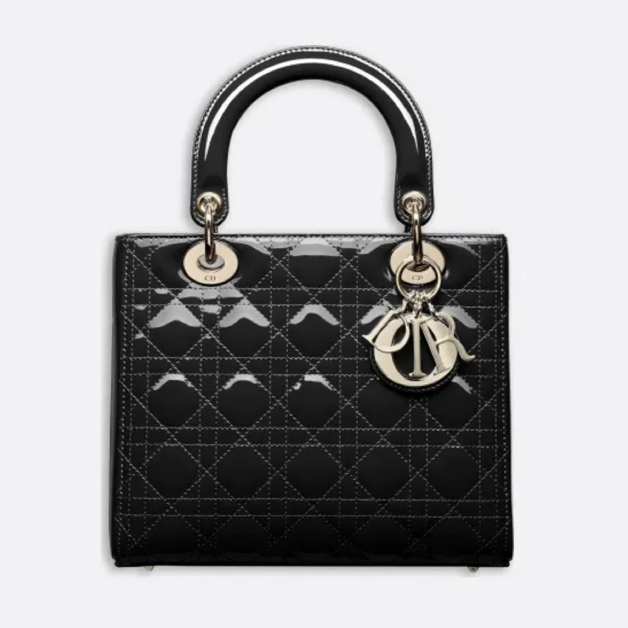 99新 DIOR/迪奥 黑银漆皮五格戴妃 单包无肩带07标