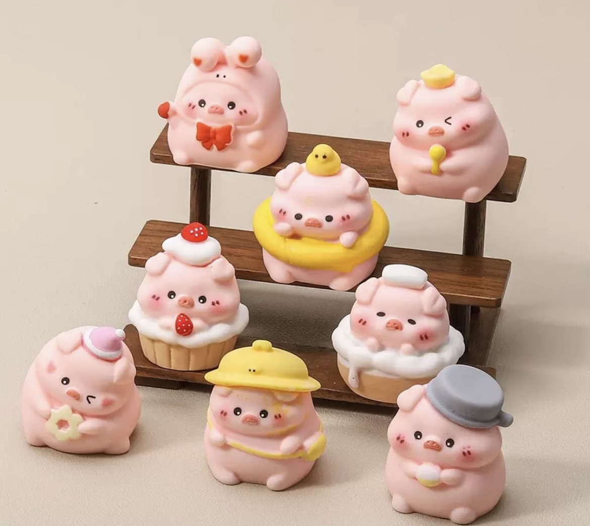 手感漆粉色小猪（许愿＋九宫格）拍一拆三卡灯牌+1包（保底6个）