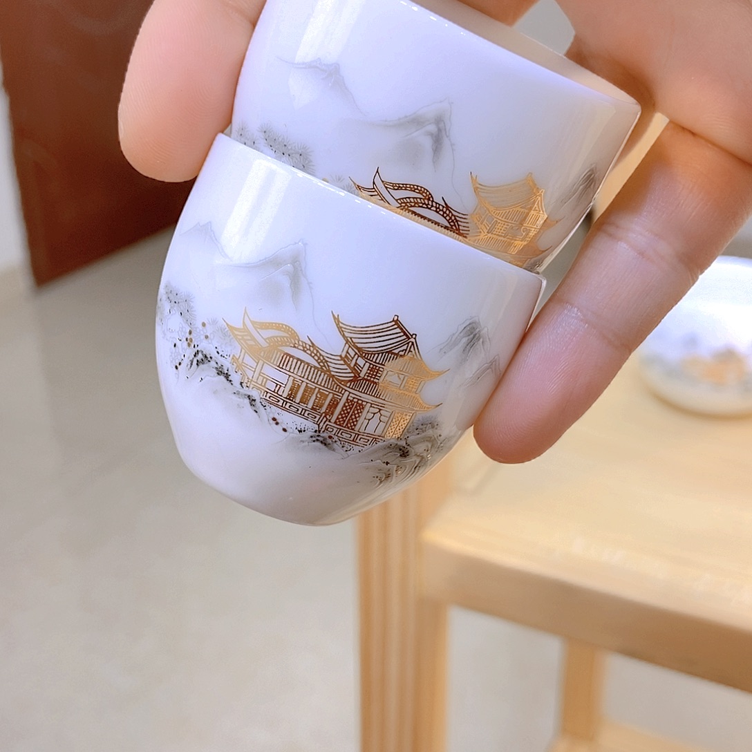 羊脂玉瓷茶具套装