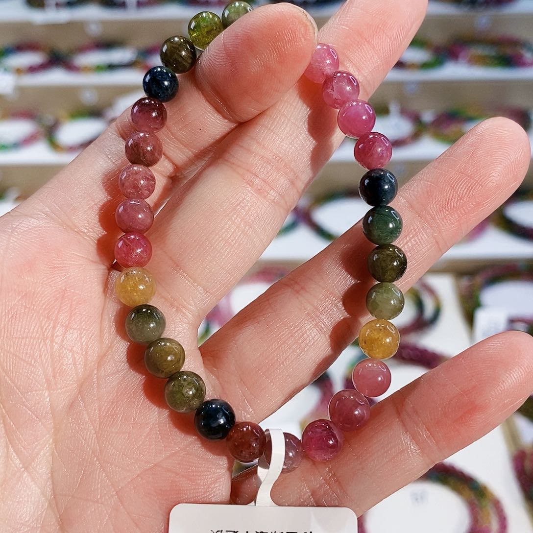 碧玺手链未镶嵌G2361素圈颜色微差