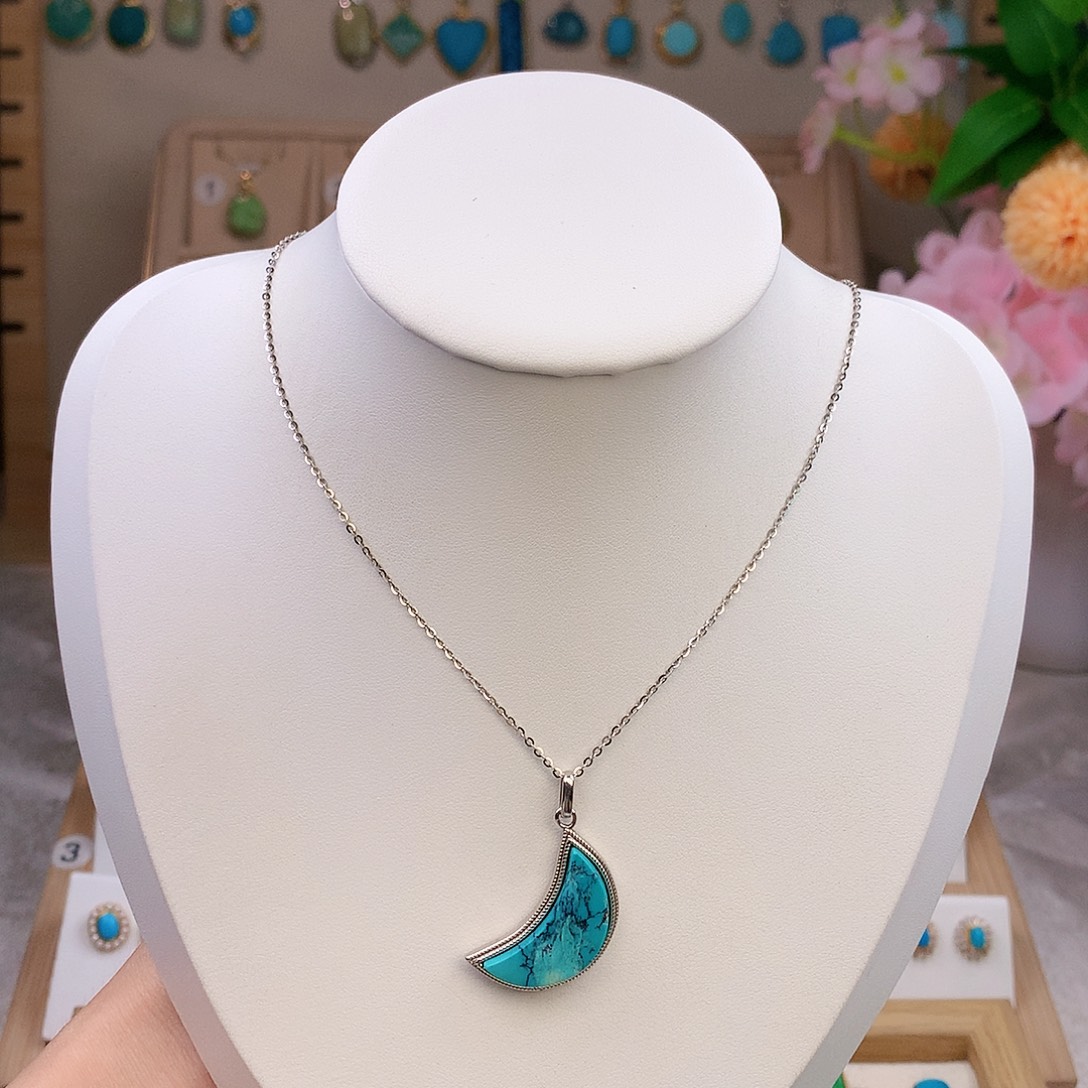 绿松石银S925镶嵌颈饰