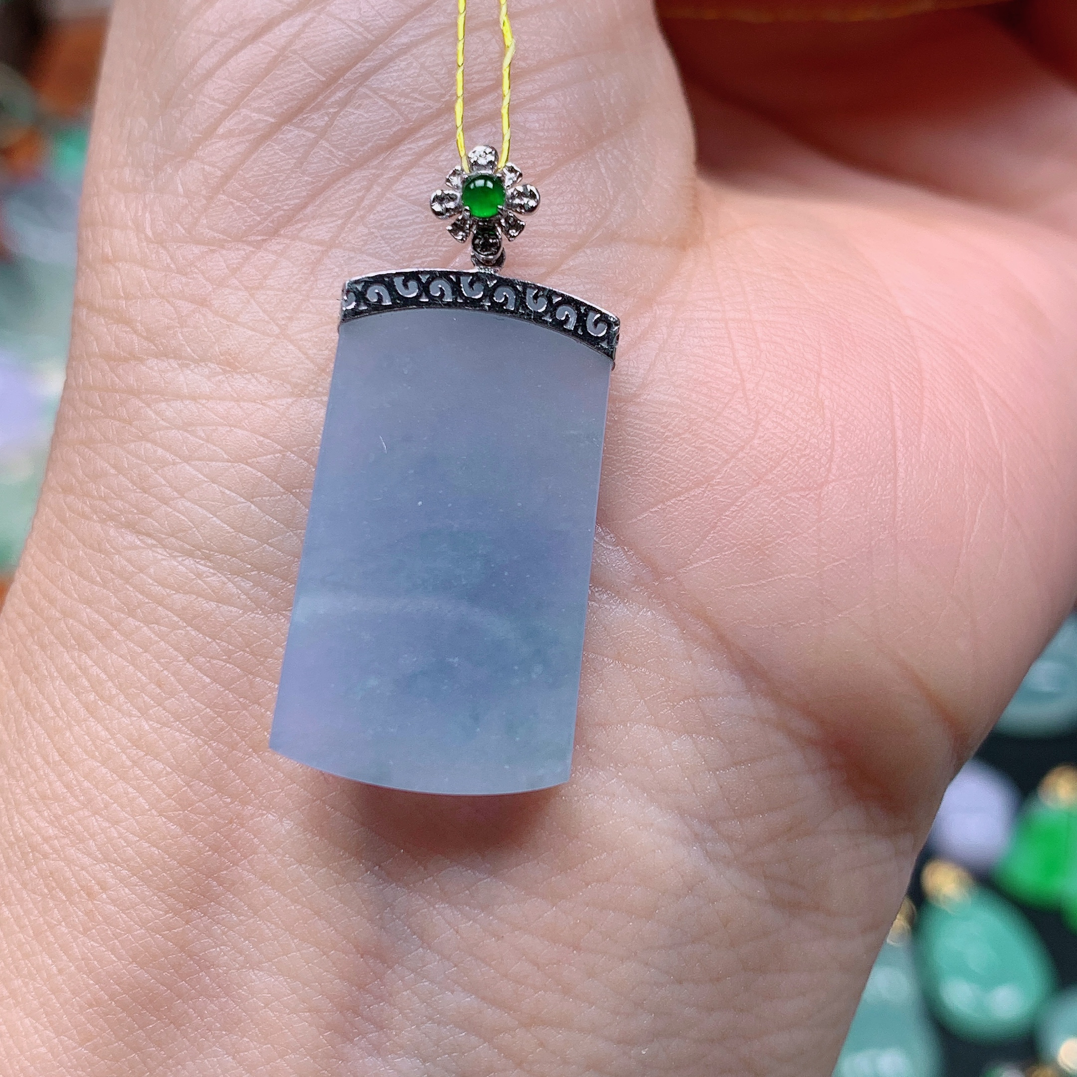 缅甸天然A货翡翠，紫罗兰无事牌，编号457/1217尺25.3-14.2-2.7