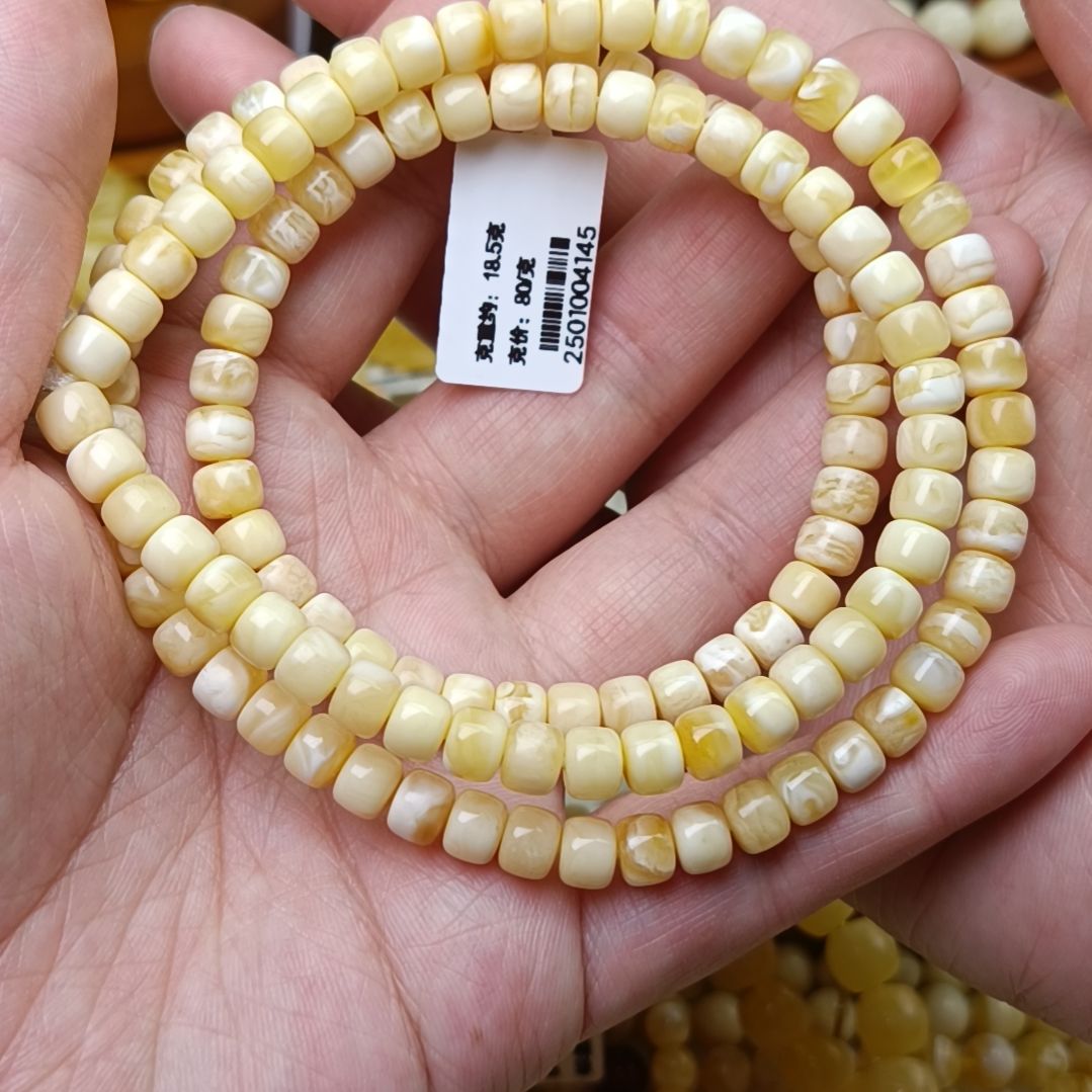 蜜蜡颈饰未镶嵌6老型白蜡128颗