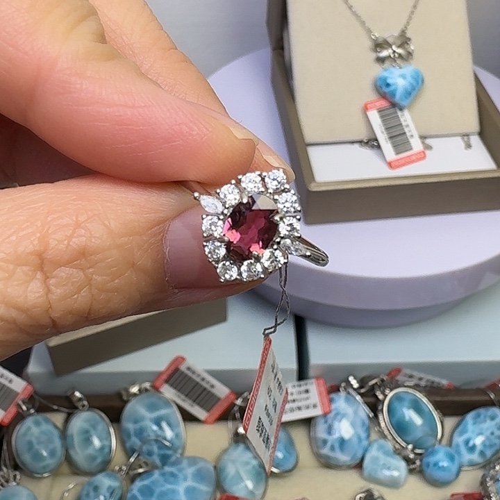 烟晶戒指银S925镶嵌