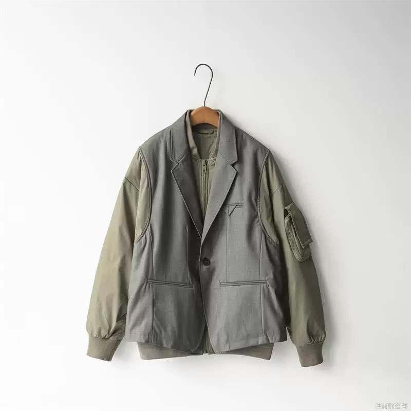冬季西服款男士羽绒服设计感潮牌外套宽松上衣潮流高级感1530