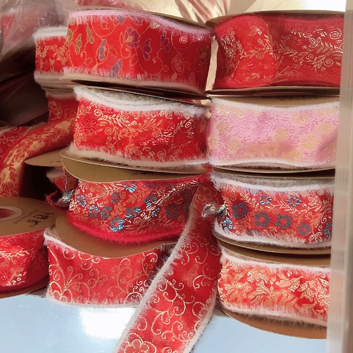 8色毛边刺绣国风丝带各5码材料