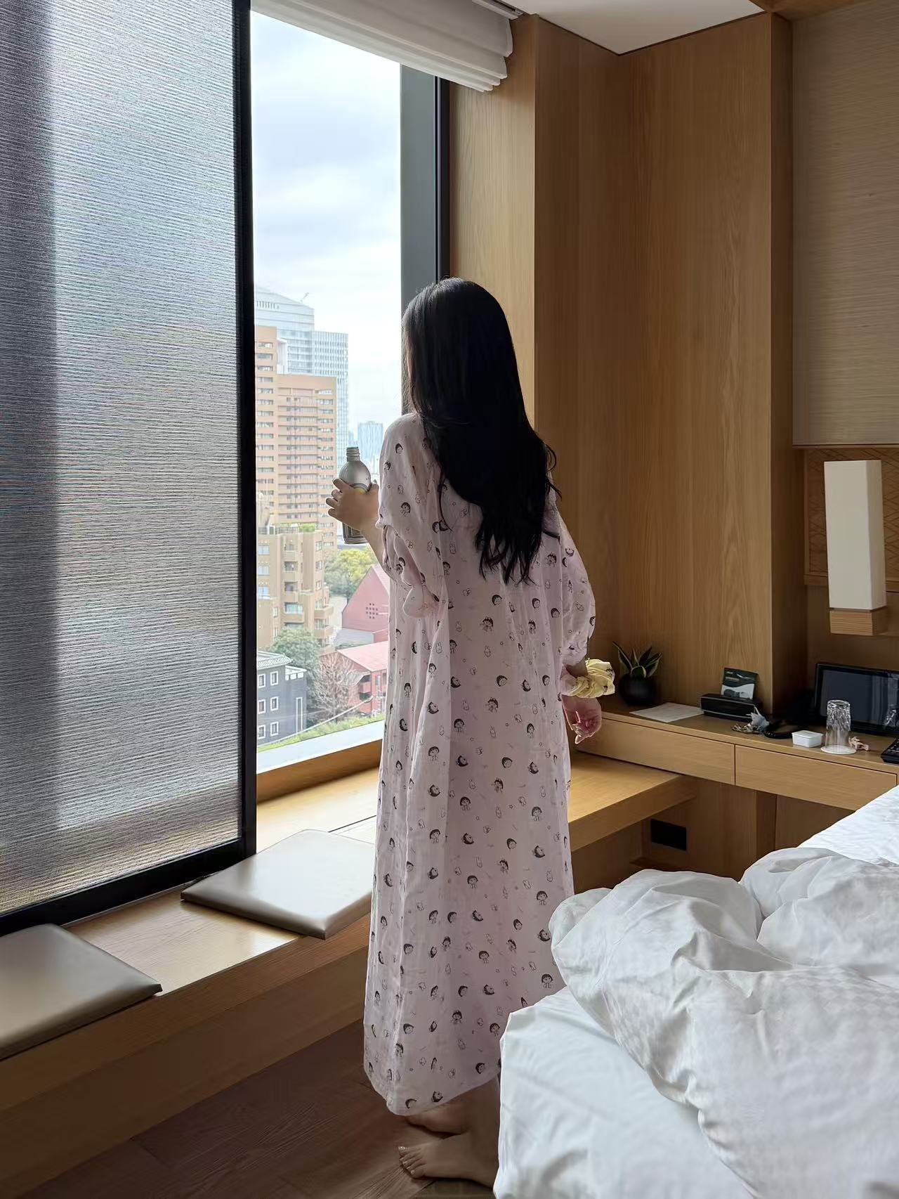 新款卡通满印丸子印花睡裙女日系甜美可爱宽松大码亲肤透气家居服
