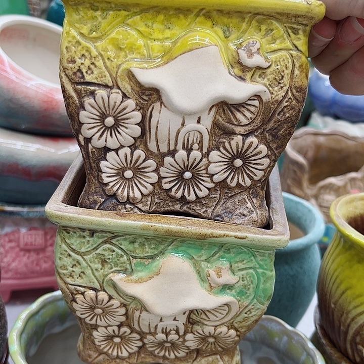 多肉绿植陶瓷花盆9.9包邮，有孔