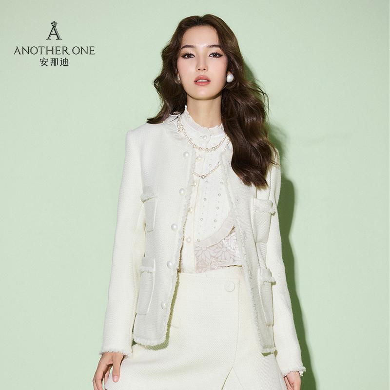 ANOTHER ONE安那迪法式气质衬衫肌理感提花设计白衬衣时尚别致