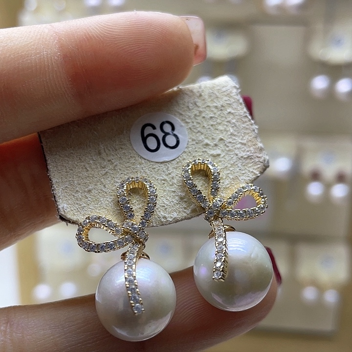 淡水珍珠耳饰银S925镶嵌