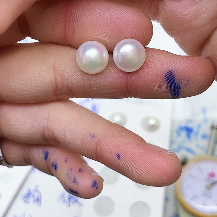 淡水珍珠耳饰银S925镶嵌佳**妹