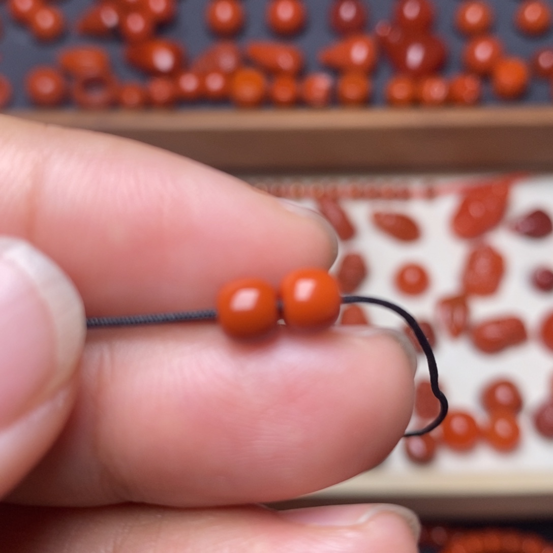 南红玛瑙配饰未镶嵌老型卡5一对