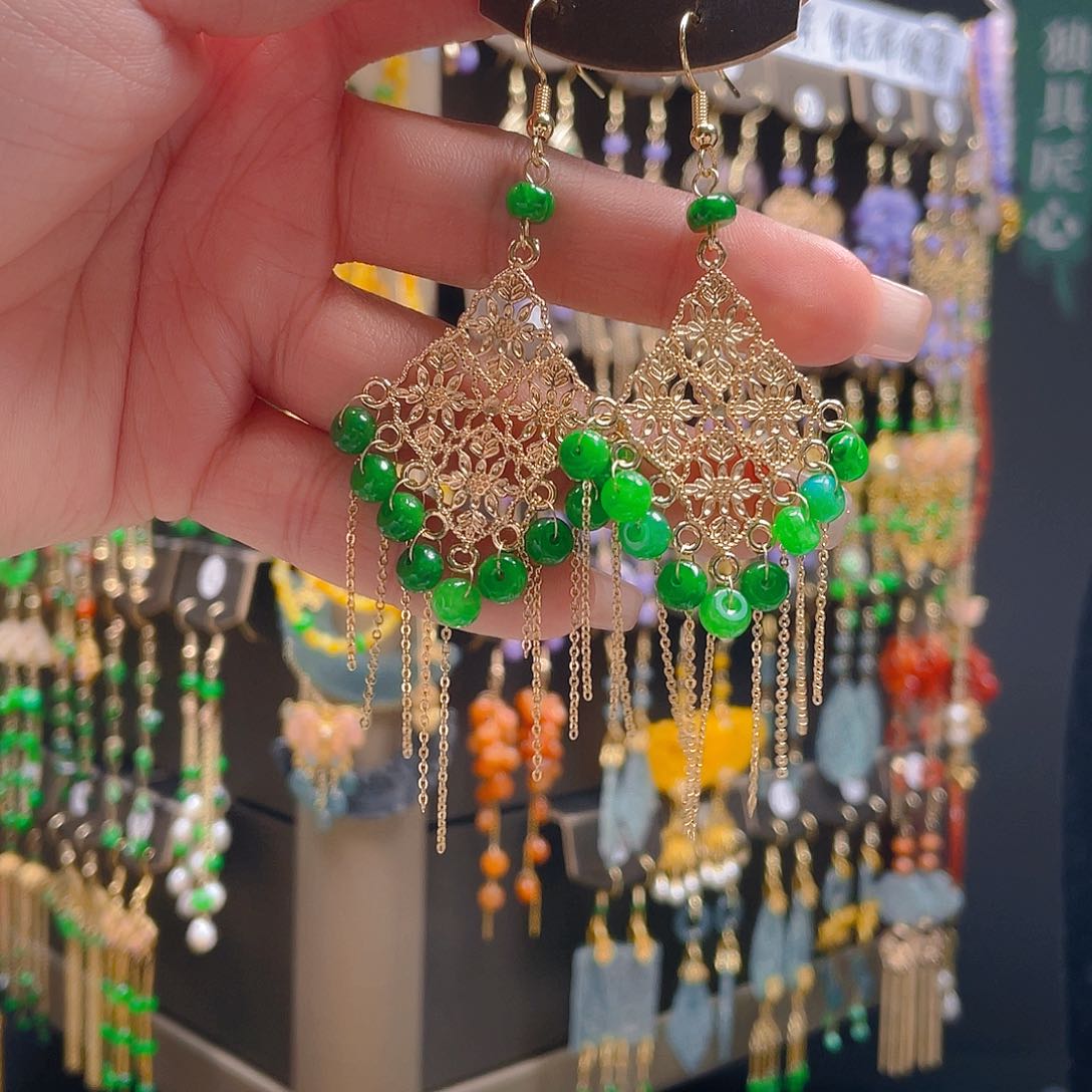 翡翠耳饰合金翡翠首饰