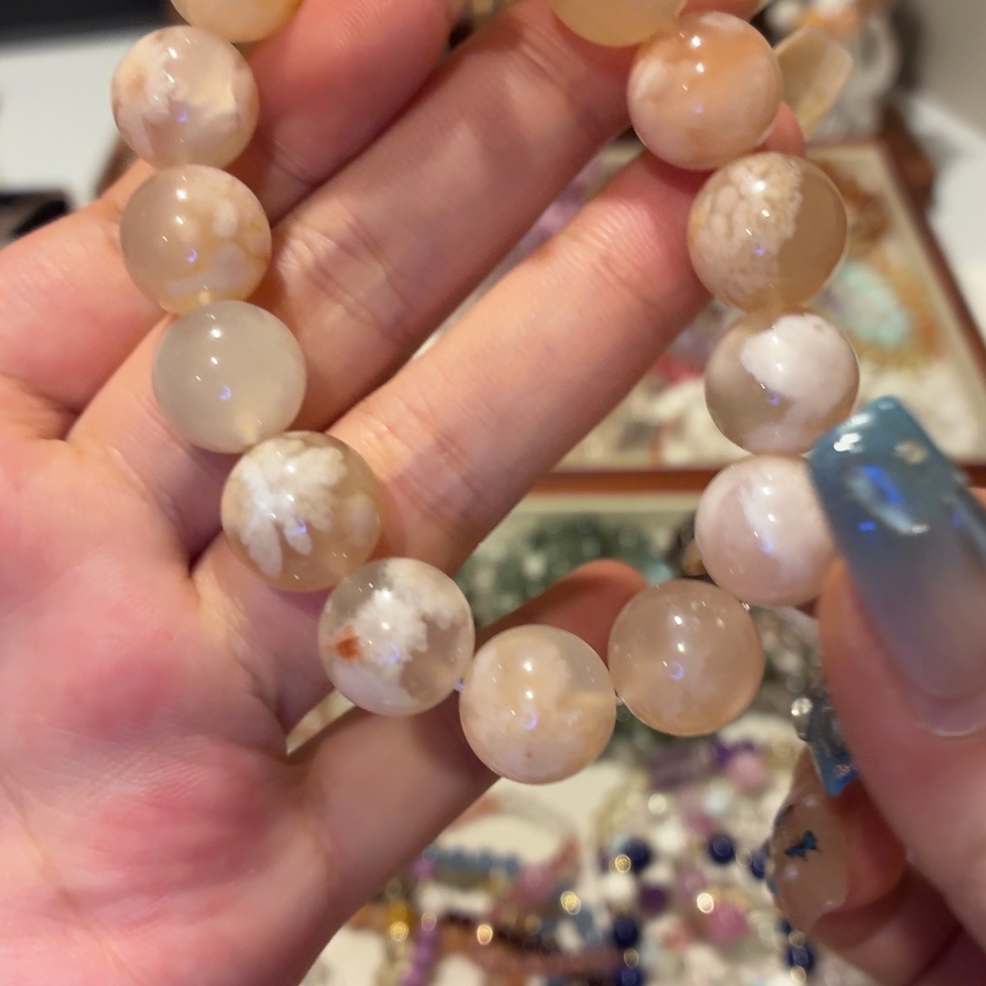 手链银S925镶嵌烟晶