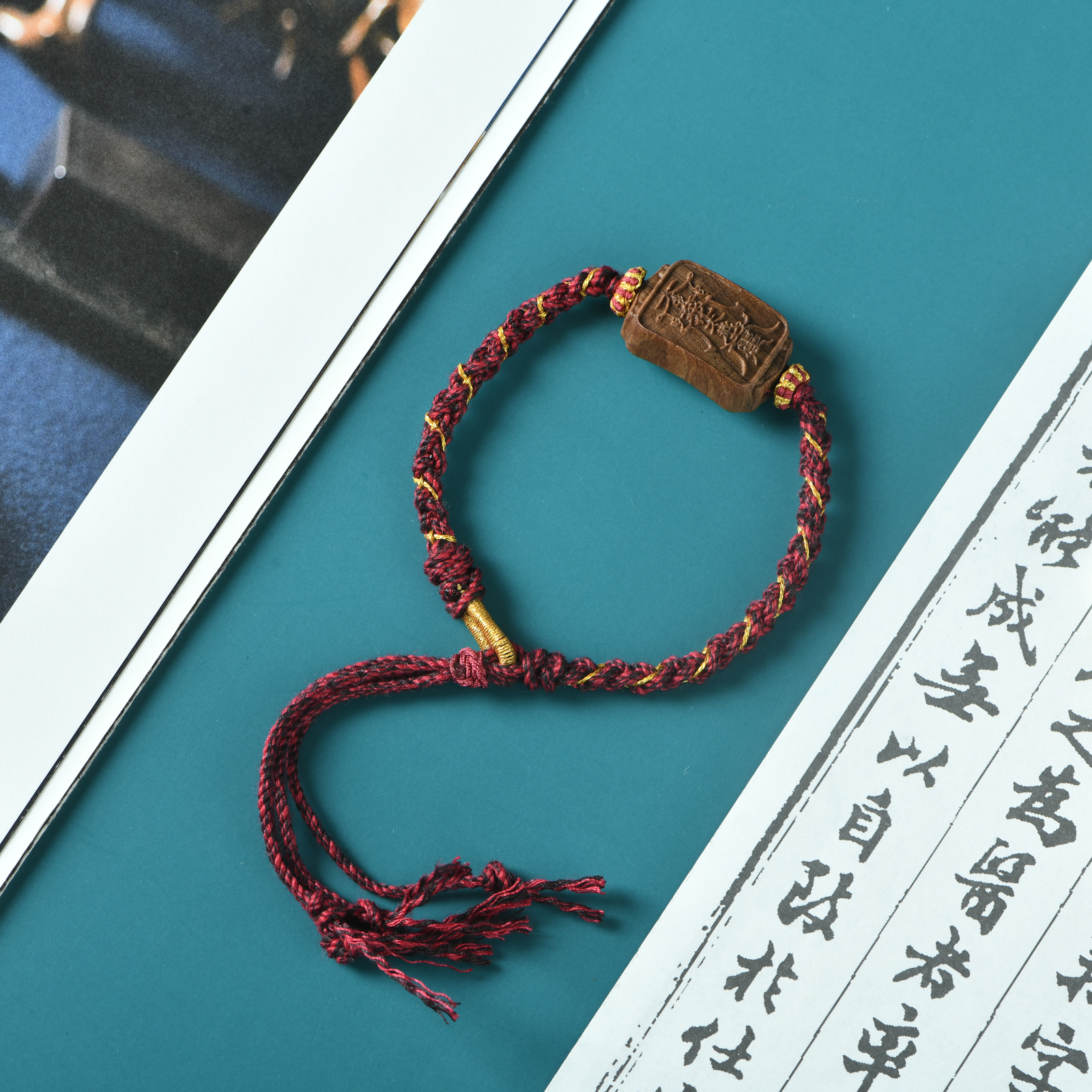 印度老山檀香精雕太太牌手编手链