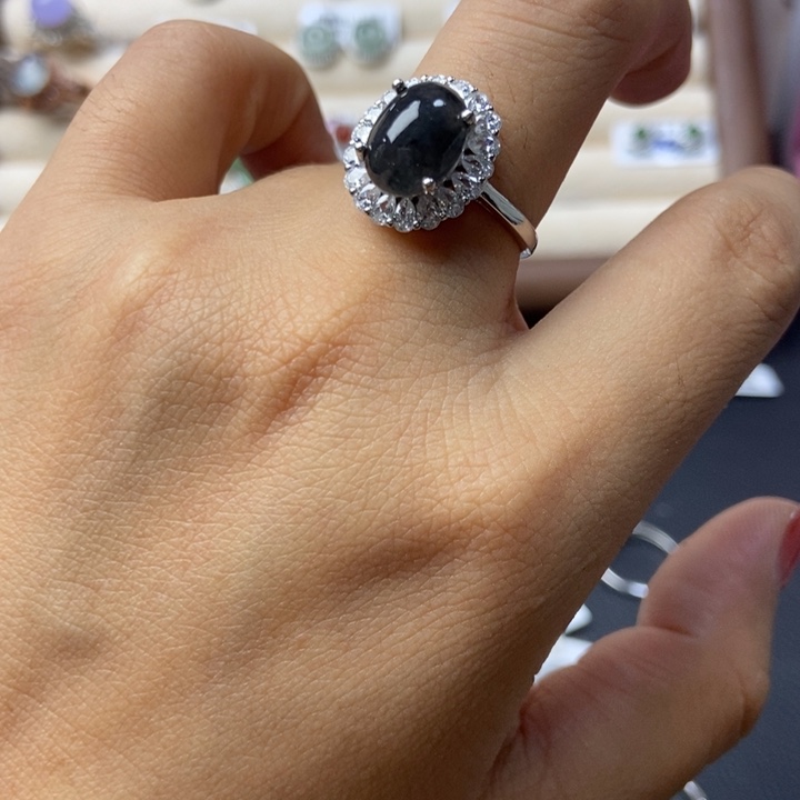 翡翠戒指银S925镶嵌戒指