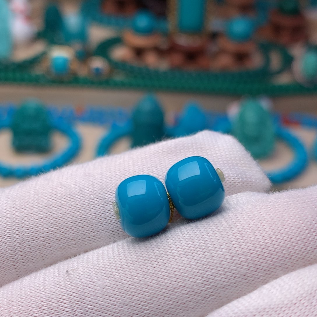 绿松石珠宝奇石未镶嵌9.5mm