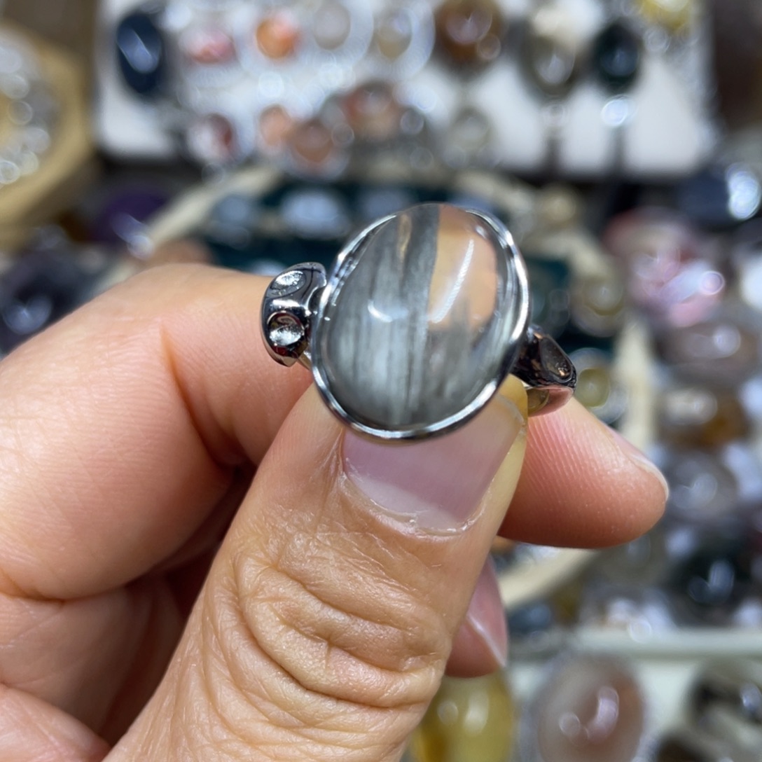 【闪购商品】银S925镶嵌珠宝半成品水晶戒指