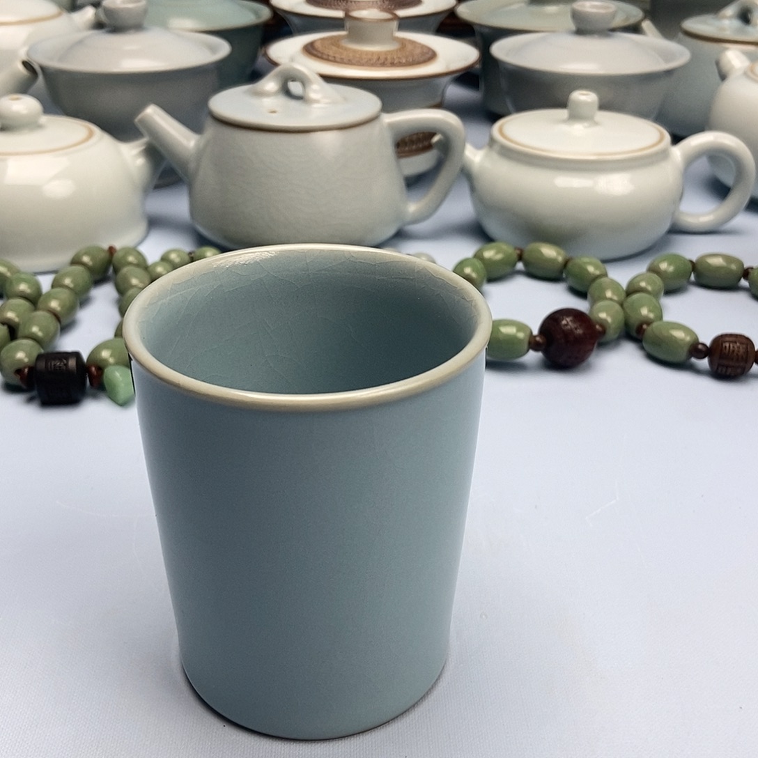 杯微微瑕天青微蓝可乐杯原矿原釉原产地