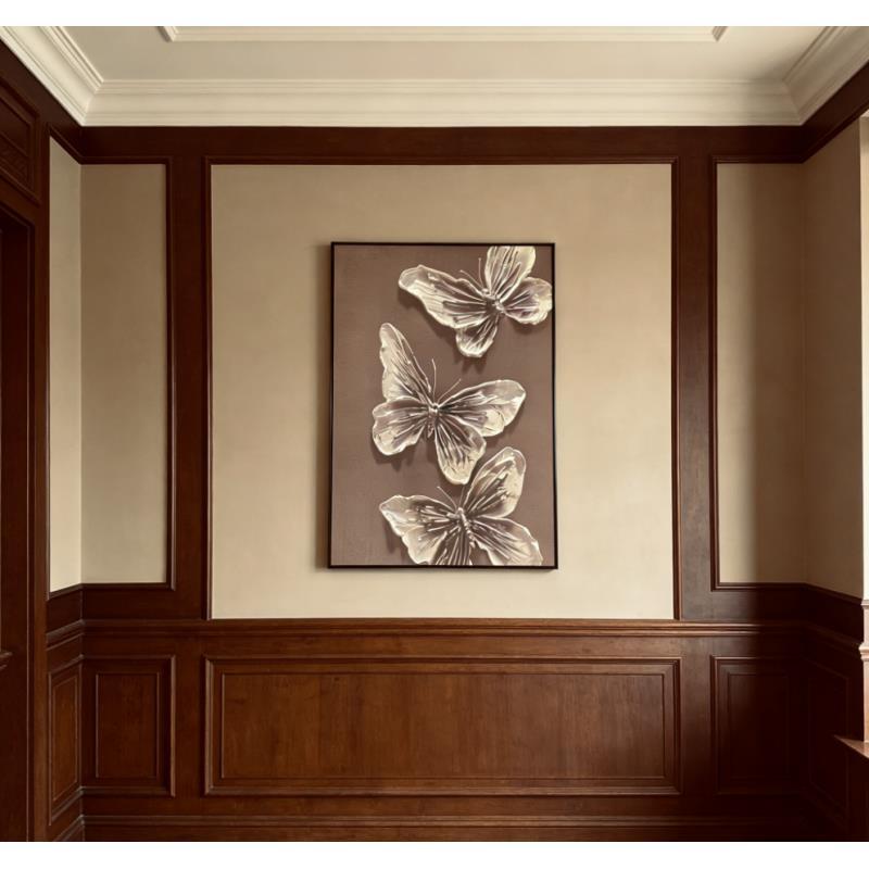 轻奢温馨简约风格蝴蝶肌理感挂画适合卧室客厅玄关装饰XD17