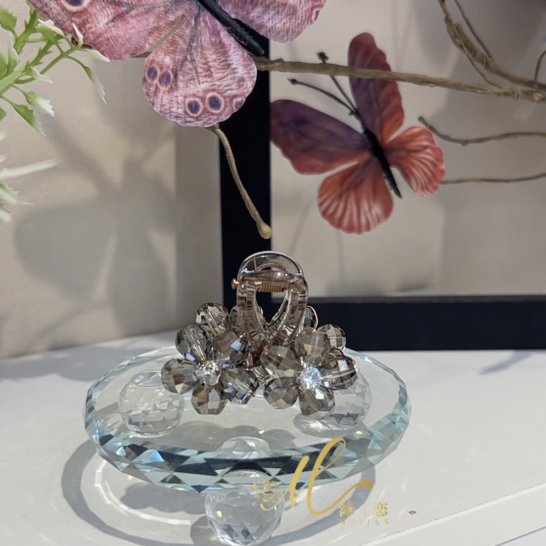 E466【香槟4.5cm小抓夹双花一对发】发饰气质超仙头饰手工