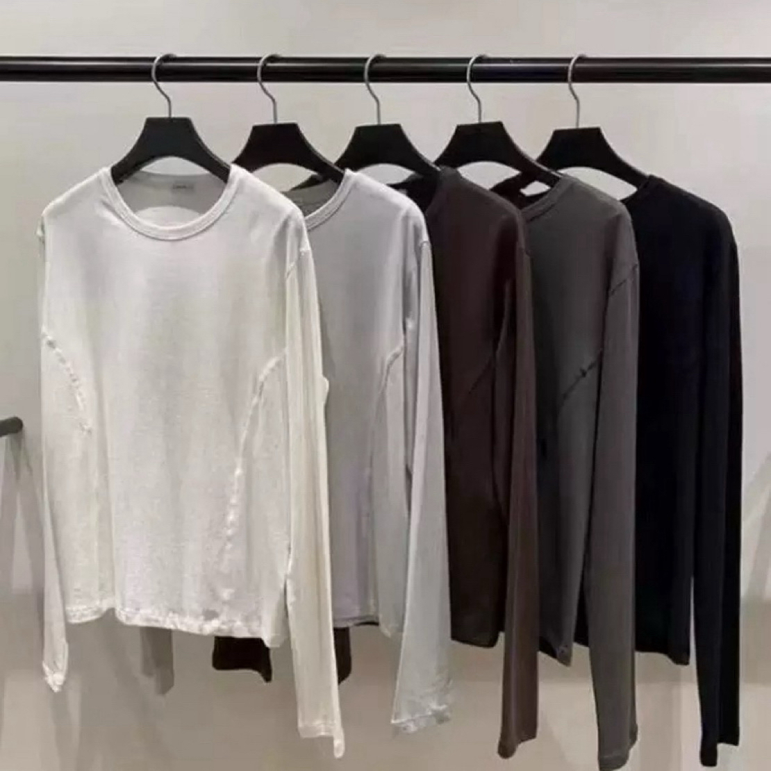 【粉风】东大门.FEBRUARY.11简约圆领净版收腰长袖T恤