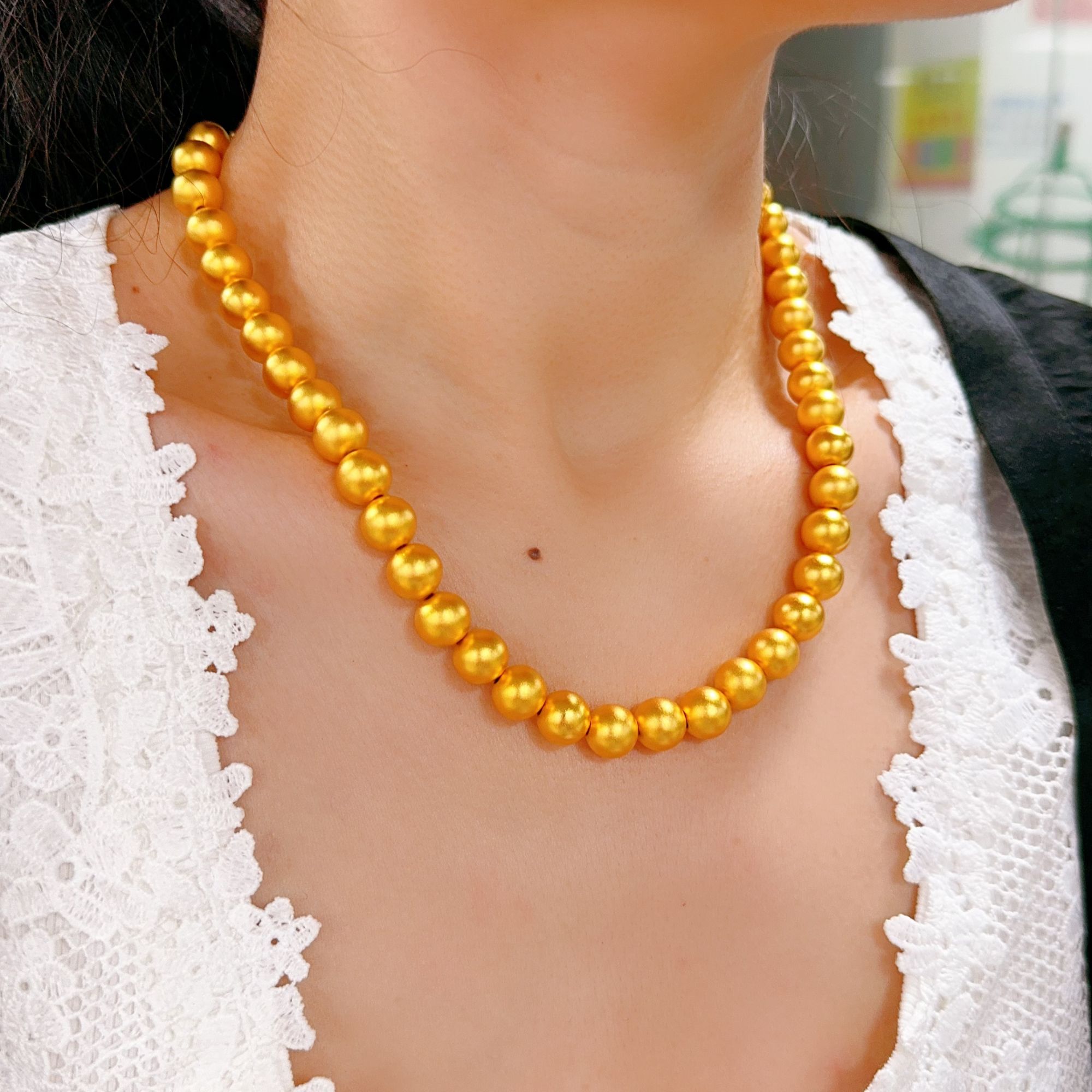 合金项链 9n古法珠珠项链45➕5cm