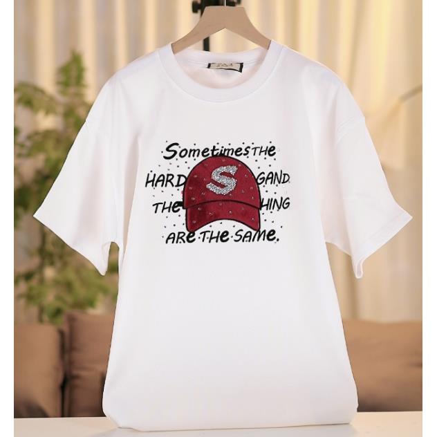 16号  夏季（大S红帽）新款ins高颜值烫钻上衣气质百搭圆领休闲