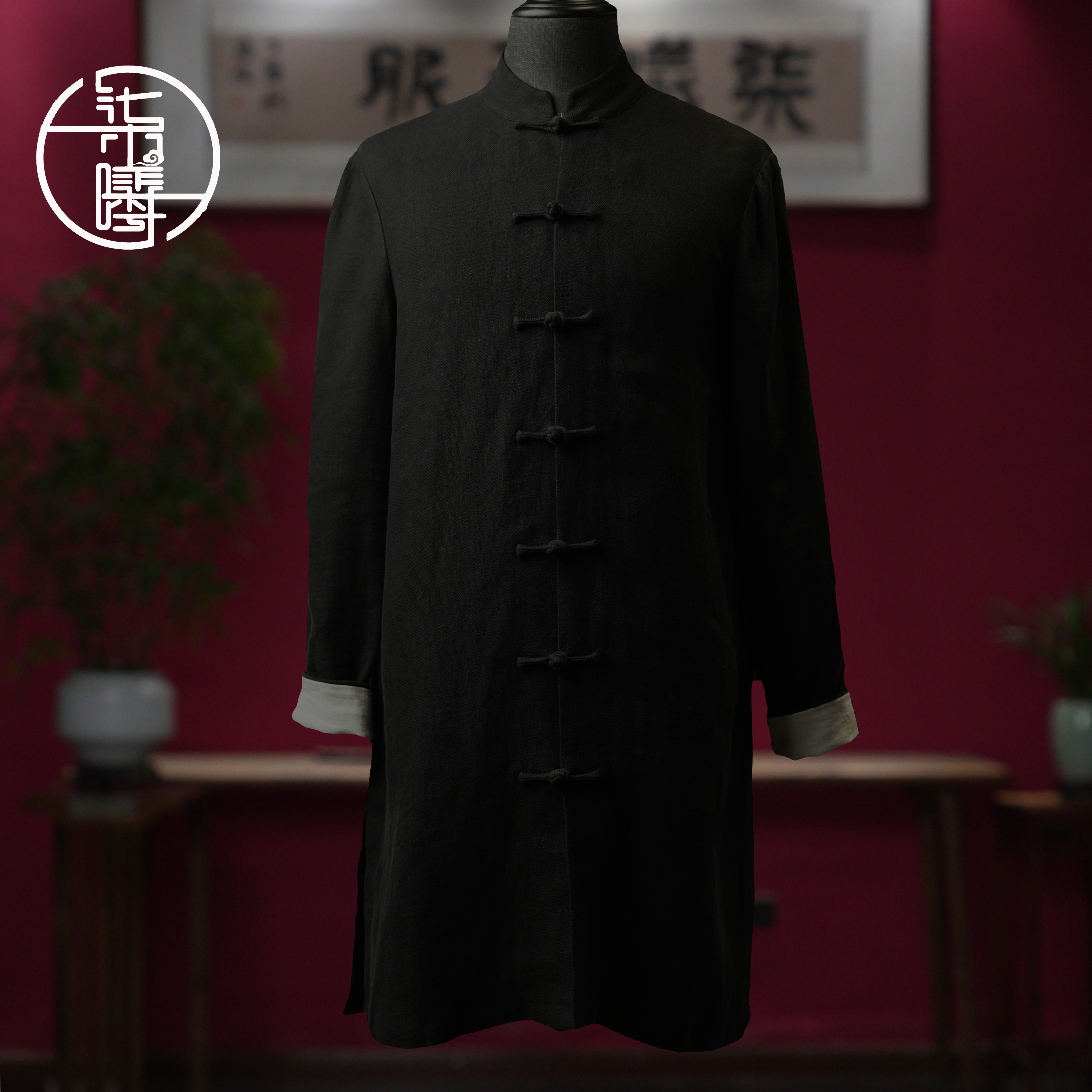 Sevensee/柒曦华服中国风黑色立领唐装上衣盘扣复古中式男装冬装