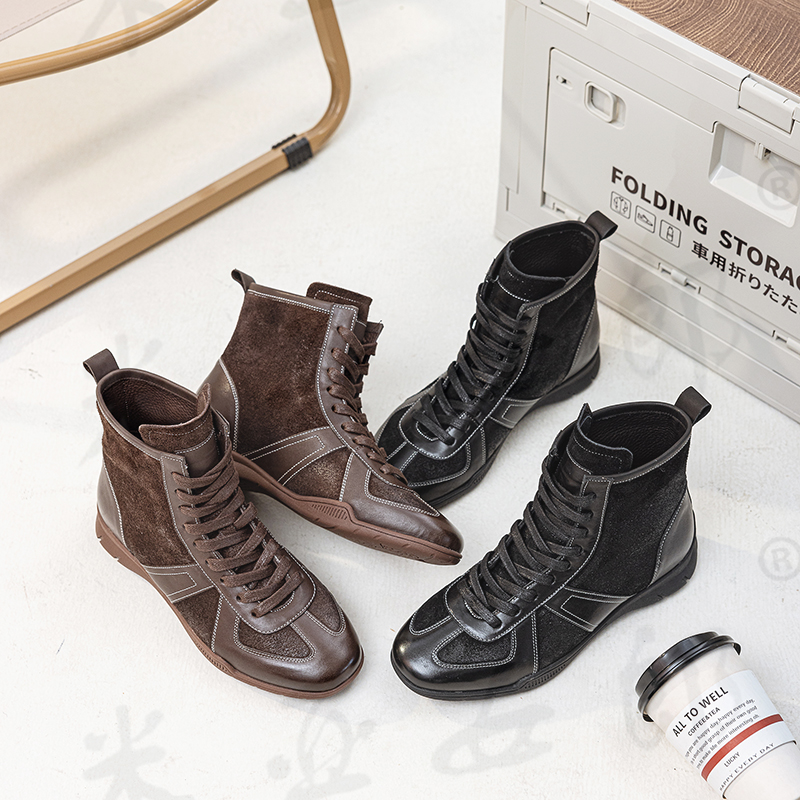 米娅家2025秋冬新款真皮德训阿甘鞋女百搭透气软底舒适防滑鞋靴子