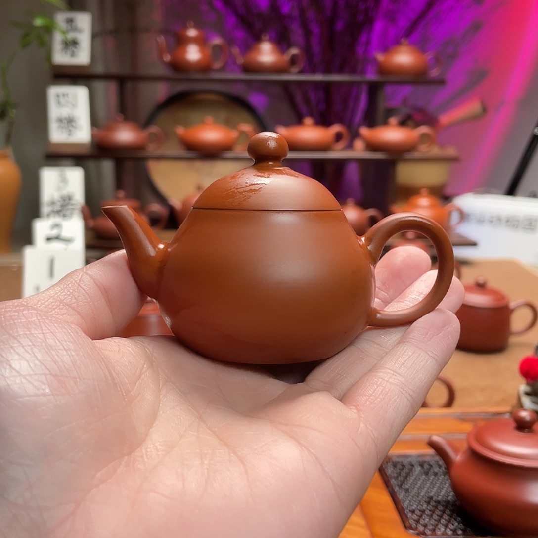 紫砂茶壶毛*豆朱泥超薄梨壶