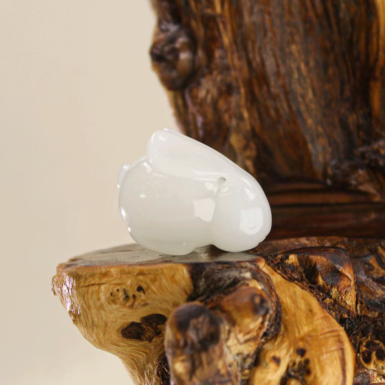 天然和田玉白玉玉兔可爱手工项坠【多样性发一】