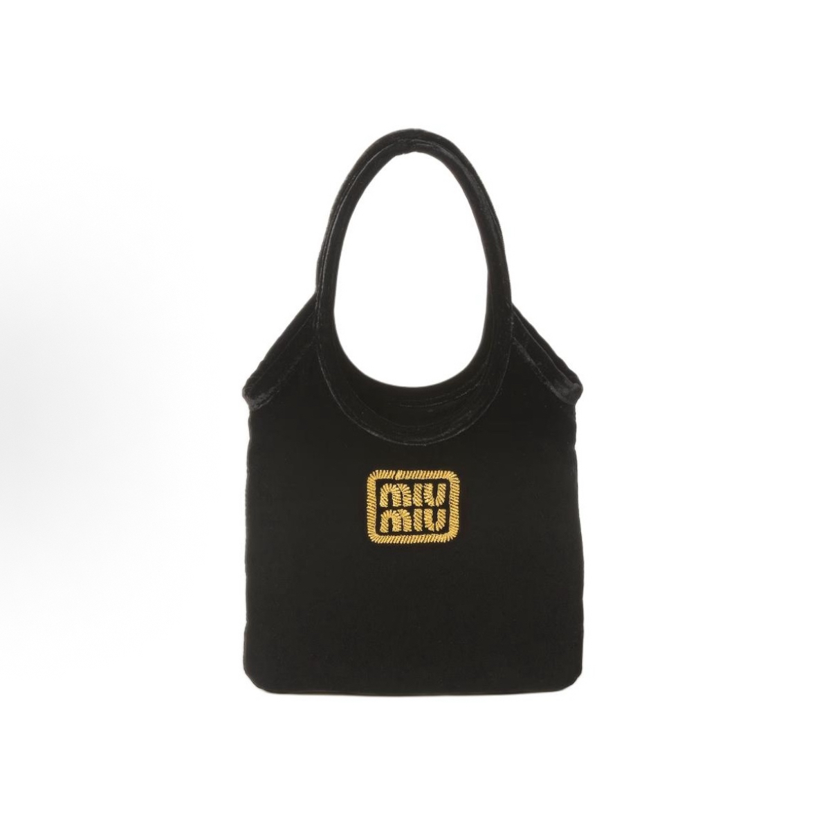 99新 MIU MIU/缪缪 黑金秀款丝绒mini tote手提包腋下包
